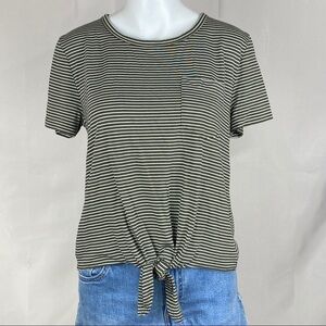 J Crew Striped Pocket Tee Tie Front Size Medium